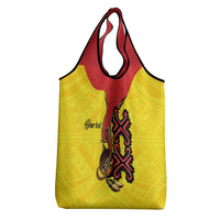 Personalised Papua New Guinea Oro Necklace Grocery Bag Gold Melanesia Traditional Pattern
