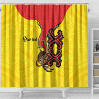 Personalised Papua New Guinea Oro Necklace Shower Curtain Gold Melanesia Traditional Pattern