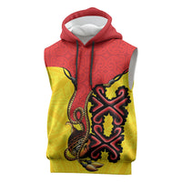 Personalised Papua New Guinea Oro Necklace Sleeveless Hoodie Gold Melanesia Traditional Pattern
