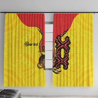 Personalised Papua New Guinea Oro Necklace Window Curtain Gold Melanesia Traditional Pattern