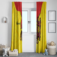 Personalised Papua New Guinea Oro Necklace Window Curtain Gold Melanesia Traditional Pattern