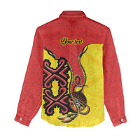 Personalised Papua New Guinea Oro Necklace Women Casual Shirt Gold Melanesia Traditional Pattern