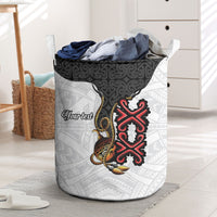 Personalised Papua New Guinea Oro Necklace Laundry Basket Black Melanesia Traditional Pattern
