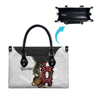 Personalised Papua New Guinea Oro Necklace Leather Bag Black Melanesia Traditional Pattern