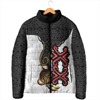 Personalised Papua New Guinea Oro Necklace Padded Jacket Black Melanesia Traditional Pattern