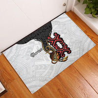 Personalised Papua New Guinea Oro Necklace Rubber Doormat Black Melanesia Traditional Pattern