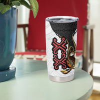Personalised Papua New Guinea Oro Necklace Tumbler Cup Black Melanesia Traditional Pattern
