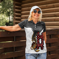 Personalised Papua New Guinea Oro Necklace Women Polo Shirt Black Melanesia Traditional Pattern