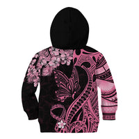 Personalised Polynesian Floral Butterfly Kid Hoodie Breast Cancer Pink Ribbon LT9 - Polynesian Pride