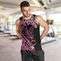 Personalised Polynesian Floral Butterfly Men Tank Top Breast Cancer Pink Ribbon LT9 - Polynesian Pride