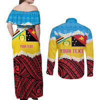 Personalised Torba PNG Forever Couples Matching Off Shoulder Maxi Dress and Long Sleeve Button Shirt Polynesian Sand Art - Polynesian Pride