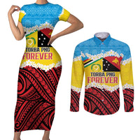 Personalised Torba PNG Forever Couples Matching Short Sleeve Bodycon Dress and Long Sleeve Button Shirt Polynesian Sand Art - Polynesian Pride