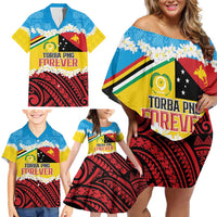 Personalised Torba PNG Forever Family Matching Off Shoulder Short Dress and Hawaiian Shirt Polynesian Sand Art - Polynesian Pride