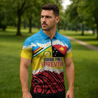 Personalised Torba PNG Forever Zipper Polo Shirt Polynesian Sand Art - Polynesian Pride