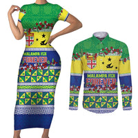 Personalised Malampa Fiji Forever Couples Matching Short Sleeve Bodycon Dress and Long Sleeve Button Shirt Tagimoucia Polynesian Sand Drawing - Polynesian Pride