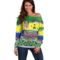 Personalised Malampa Fiji Forever Off Shoulder Sweater Tagimoucia Polynesian Sand Drawing - Polynesian Pride