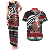 New Zealand Kiwi Santa Christmas Couples Matching Tank Maxi Dress and Hawaiian Shirt He Wairua Kirihimete - Polynesian Pride