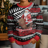 New Zealand Kiwi Santa Christmas Kid Ugly Christmas Sweater He Wairua Kirihimete - Polynesian Pride
