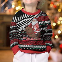New Zealand Kiwi Santa Christmas Kid Ugly Christmas Sweater He Wairua Kirihimete - Polynesian Pride