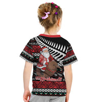 New Zealand Kiwi Santa Christmas Kid T Shirt He Wairua Kirihimete - Polynesian Pride