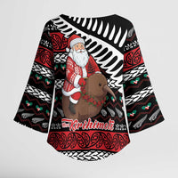New Zealand Kiwi Santa Christmas Kimono Sleeve Blouse He Wairua Kirihimete - Polynesian Pride