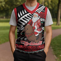 New Zealand Kiwi Santa Christmas Knitted V-Neck Vest He Wairua Kirihimete - Polynesian Pride