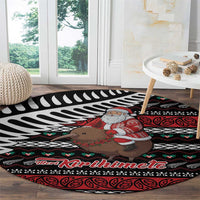 New Zealand Kiwi Santa Christmas Round Carpet He Wairua Kirihimete - Polynesian Pride