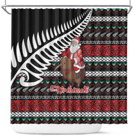 New Zealand Kiwi Santa Christmas Shower Curtain He Wairua Kirihimete - Polynesian Pride