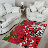 Personalised New Zealand Koru Pohutukawa Area Rug Meri Kirihimete Aroha for Christmas - Polynesian Pride