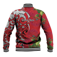 Personalised New Zealand Koru Pohutukawa Baseball Jacket Meri Kirihimete Aroha for Christmas - Polynesian Pride