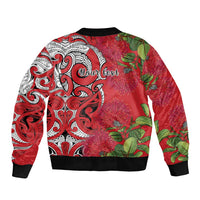 Personalised New Zealand Koru Pohutukawa Bomber Jacket Meri Kirihimete Aroha for Christmas - Polynesian Pride