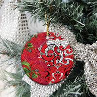 Personalised New Zealand Koru Pohutukawa Ceramic Ornament Meri Kirihimete Aroha for Christmas - Polynesian Pride