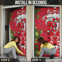 Personalised New Zealand Koru Pohutukawa Door Cover Meri Kirihimete Aroha for Christmas - Polynesian Pride