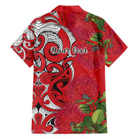 Personalised New Zealand Koru Pohutukawa Family Matching Long Sleeve Bodycon Dress and Hawaiian Shirt Meri Kirihimete Aroha for Christmas - Polynesian Pride