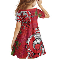 Personalised New Zealand Koru Pohutukawa Family Matching Off The Shoulder Long Sleeve Dress and Hawaiian Shirt Meri Kirihimete Aroha for Christmas - Polynesian Pride
