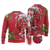 Personalised New Zealand Koru Pohutukawa Ugly Christmas Sweater Meri Kirihimete Aroha for Christmas - Polynesian Pride