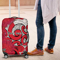 Personalised New Zealand Koru Pohutukawa Luggage Cover Meri Kirihimete Aroha for Christmas - Polynesian Pride