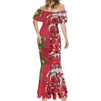 Personalised New Zealand Koru Pohutukawa Mermaid Dress Meri Kirihimete Aroha for Christmas - Polynesian Pride