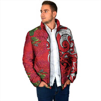 Personalised New Zealand Koru Pohutukawa Padded Jacket Meri Kirihimete Aroha for Christmas - Polynesian Pride