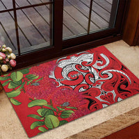 Personalised New Zealand Koru Pohutukawa Rubber Doormat Meri Kirihimete Aroha for Christmas - Polynesian Pride