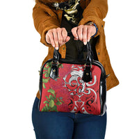Personalised New Zealand Koru Pohutukawa Shoulder Handbag Meri Kirihimete Aroha for Christmas - Polynesian Pride