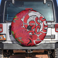 Personalised New Zealand Koru Pohutukawa Spare Tire Cover Meri Kirihimete Aroha for Christmas - Polynesian Pride