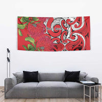 Personalised New Zealand Koru Pohutukawa Tapestry Meri Kirihimete Aroha for Christmas - Polynesian Pride
