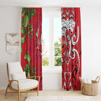 Personalised New Zealand Koru Pohutukawa Window Curtain Meri Kirihimete Aroha for Christmas - Polynesian Pride