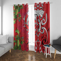 Personalised New Zealand Koru Pohutukawa Window Curtain Meri Kirihimete Aroha for Christmas - Polynesian Pride
