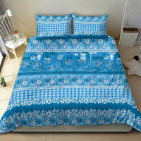Hawaiian Hibiscus Honu Bedding Set Blue Mele Kalikimaka Palaka Spirit - Polynesian Pride