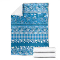 Hawaiian Hibiscus Honu Blanket Blue Mele Kalikimaka Palaka Spirit - Polynesian Pride