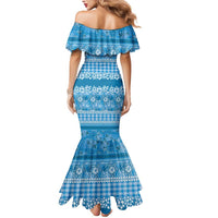 Hawaiian Hibiscus Honu Mermaid Dress Blue Mele Kalikimaka Palaka Spirit LT9 - Polynesian Pride
