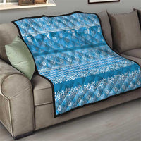 Hawaiian Hibiscus Honu Quilt Blue Mele Kalikimaka Palaka Spirit - Polynesian Pride
