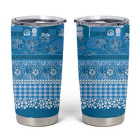 Hawaiian Hibiscus Honu Tumbler Cup Blue Mele Kalikimaka Palaka Spirit - Polynesian Pride
